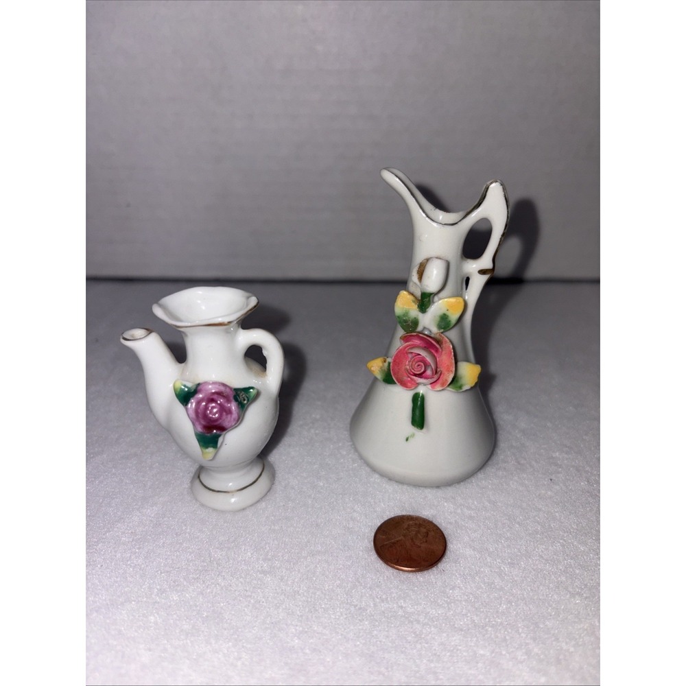 Vintage Miniature Porcelain Pictures Or Vases Made In Japan1947 And 1952